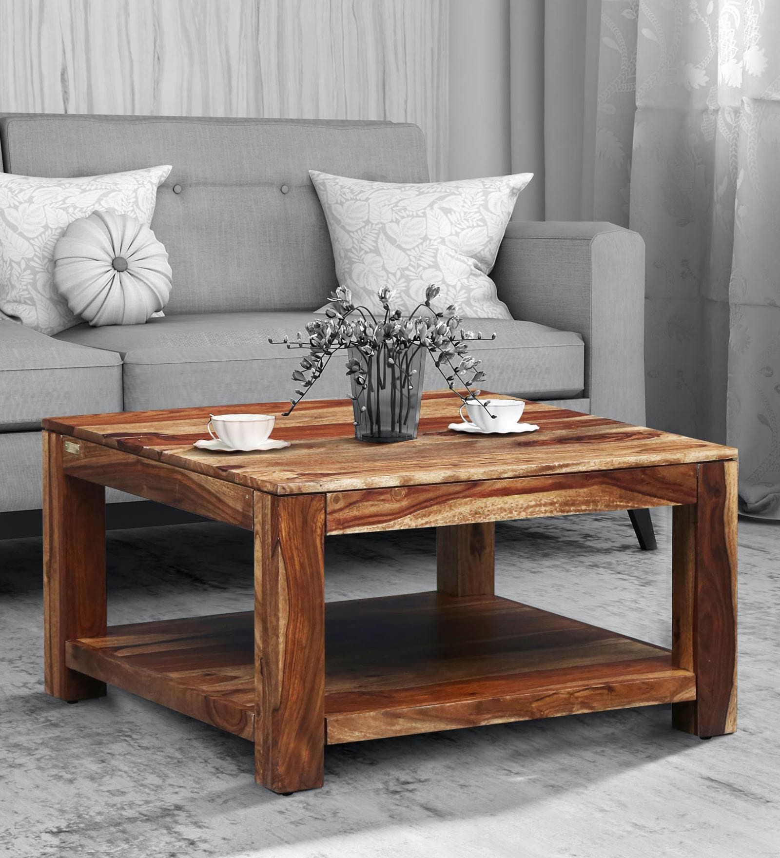 Oriel Sheesham Wood Coffee Table in Rustic Teak Finish