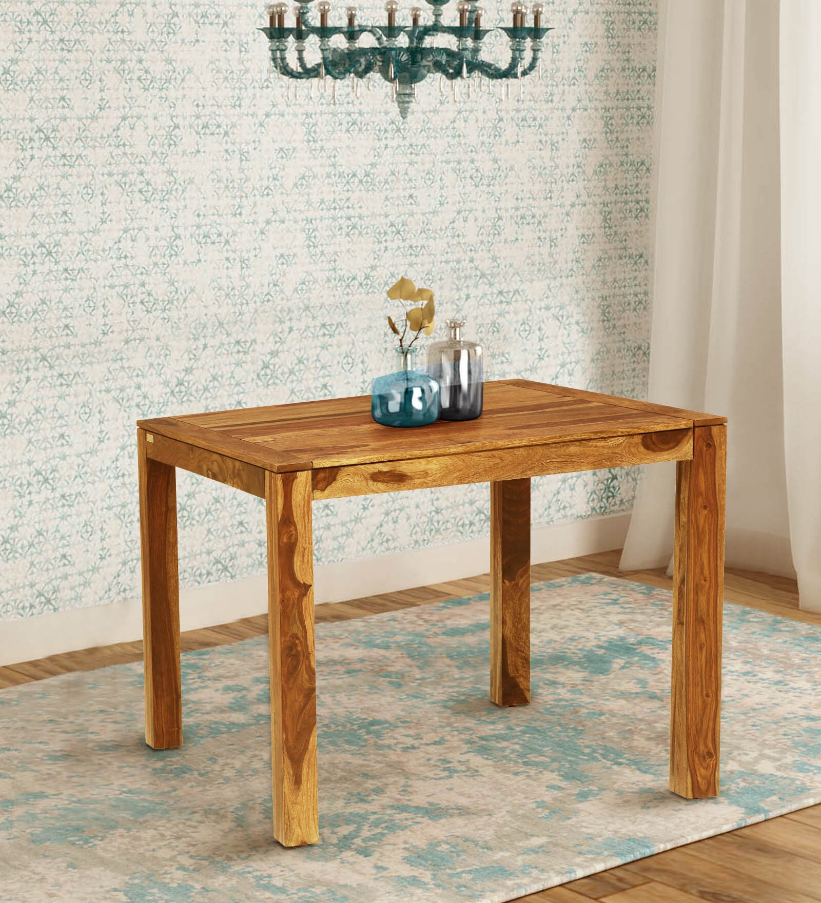 Buy Oriel Sheesham Wood 4 Seater Dining Table in Rustic Teak Finish at ...