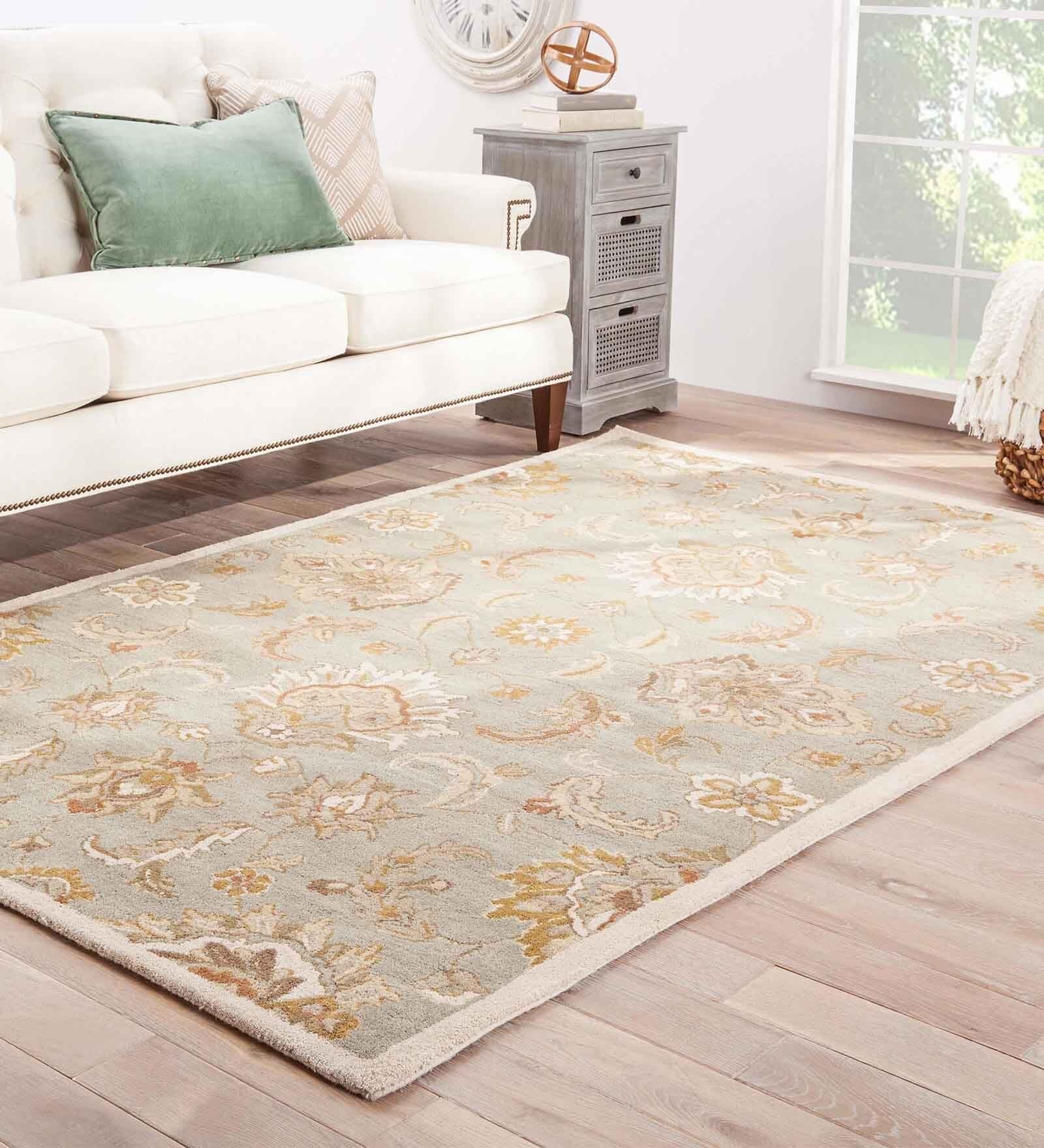 Blue Oriental Wool Hand Tufted 8 x 10 Feet Carpet