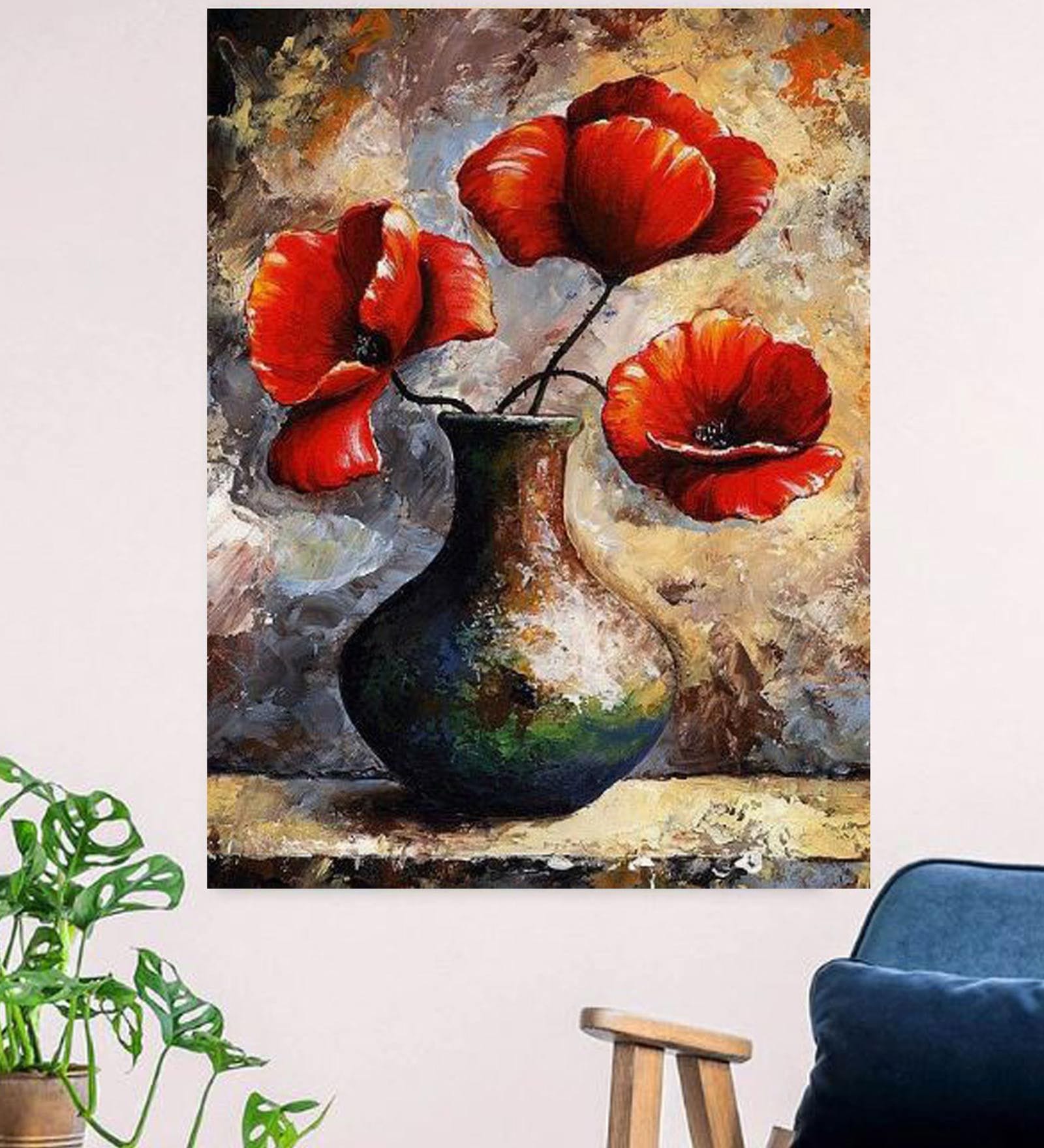 Buy Original Handmade Hydra Flower Pot Oil Paint On Canvas Painting at ...