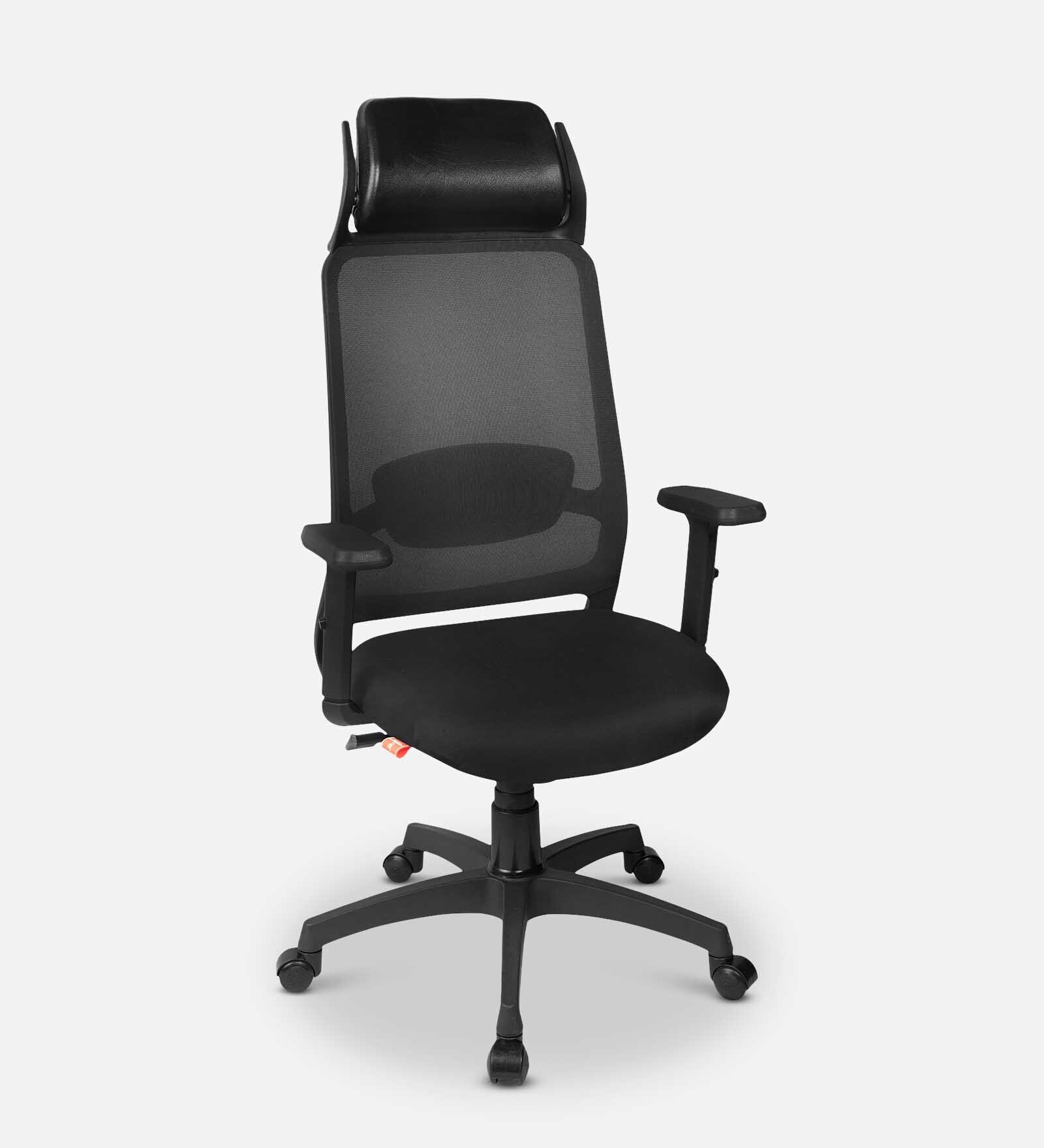 Buy Orion High Back Ergonomic Chair with Headrest in Black Colour at 14
