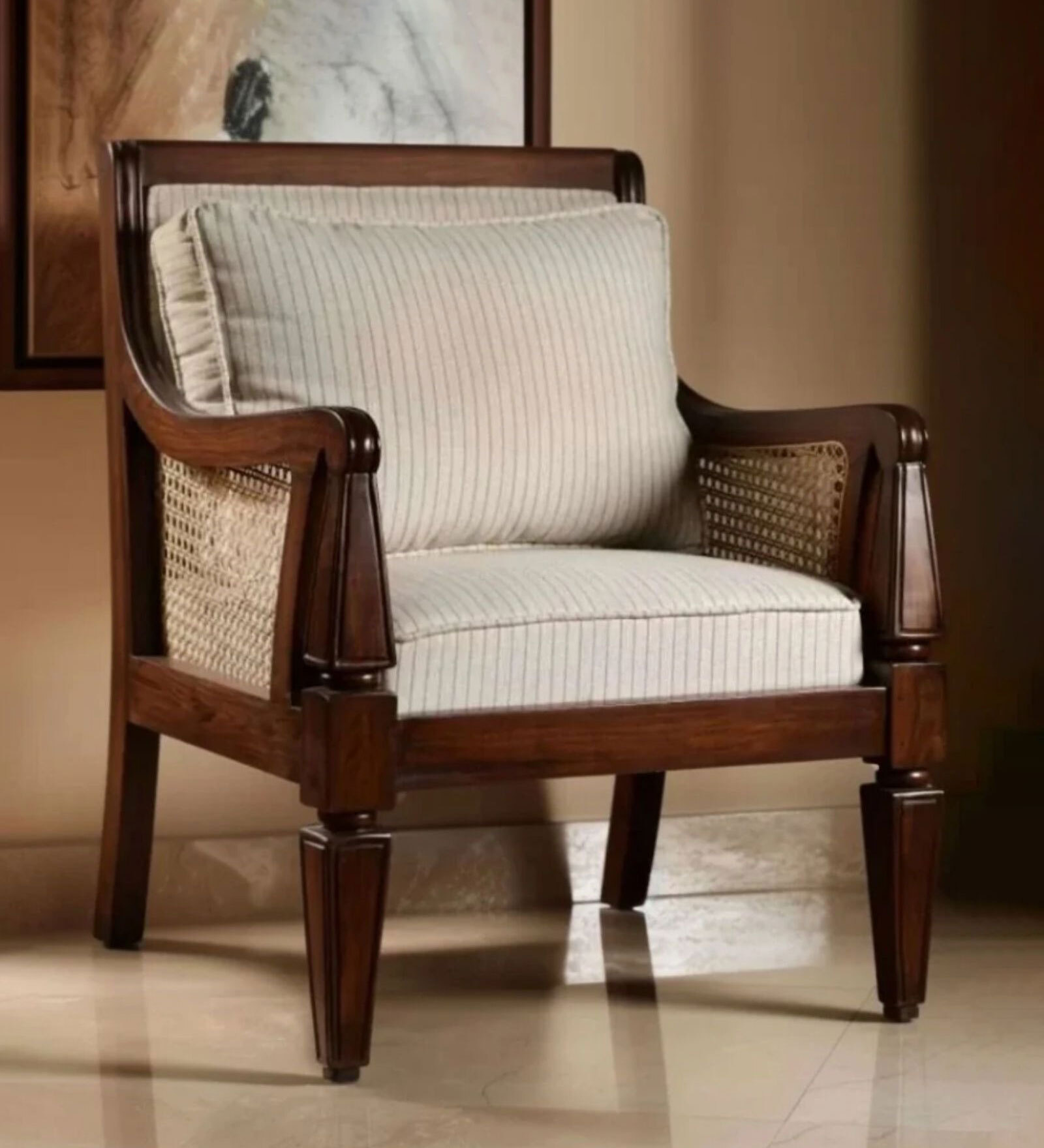 Orion Teak Wood Arm Chair In Brown Colour