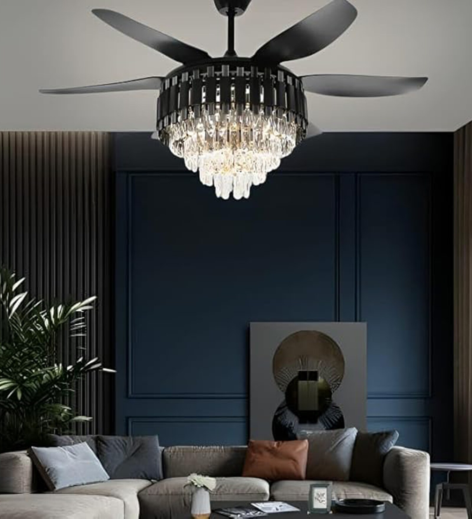 Orix Smart Fan Black Metal + Crystal , Google & Alexa Remote & App Control