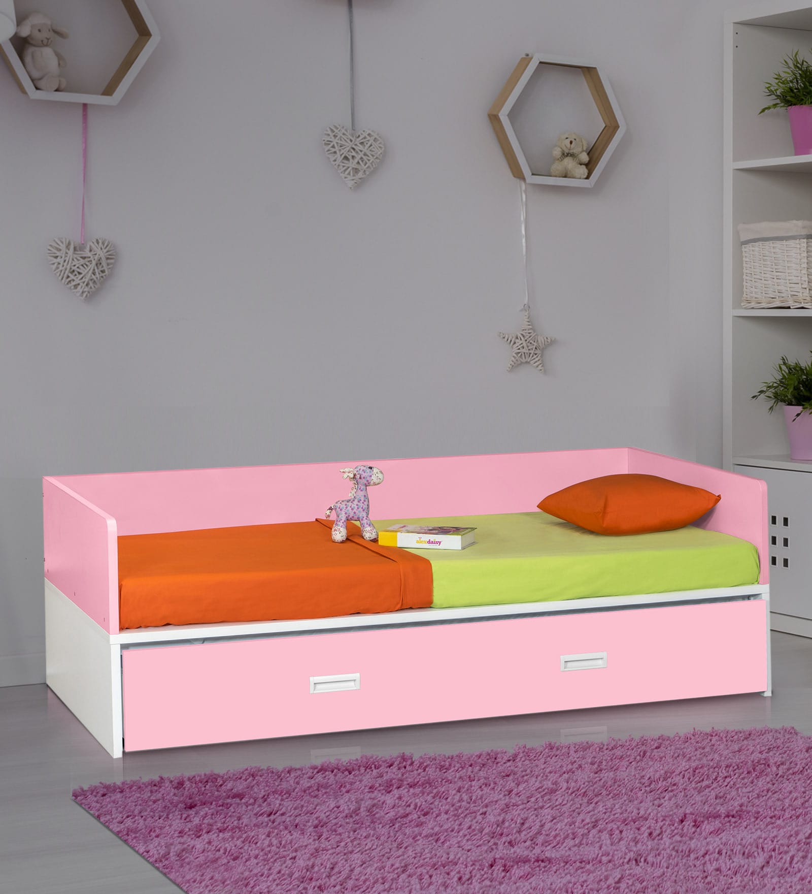 Orlando Kids Bed in Pink Colour with Trundle