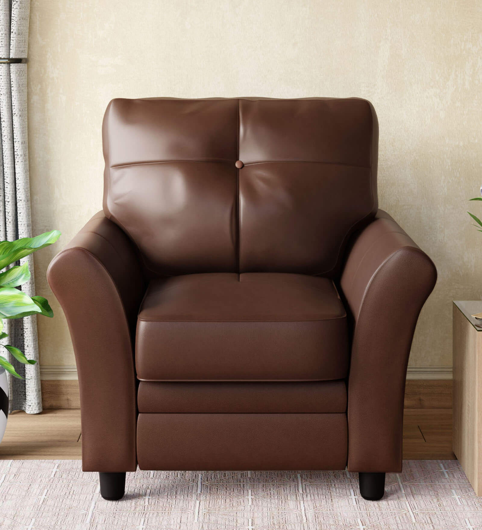 Buy Orlando Leather 1 Seater Sofa In Brown Colour at 17 OFF by Godrej