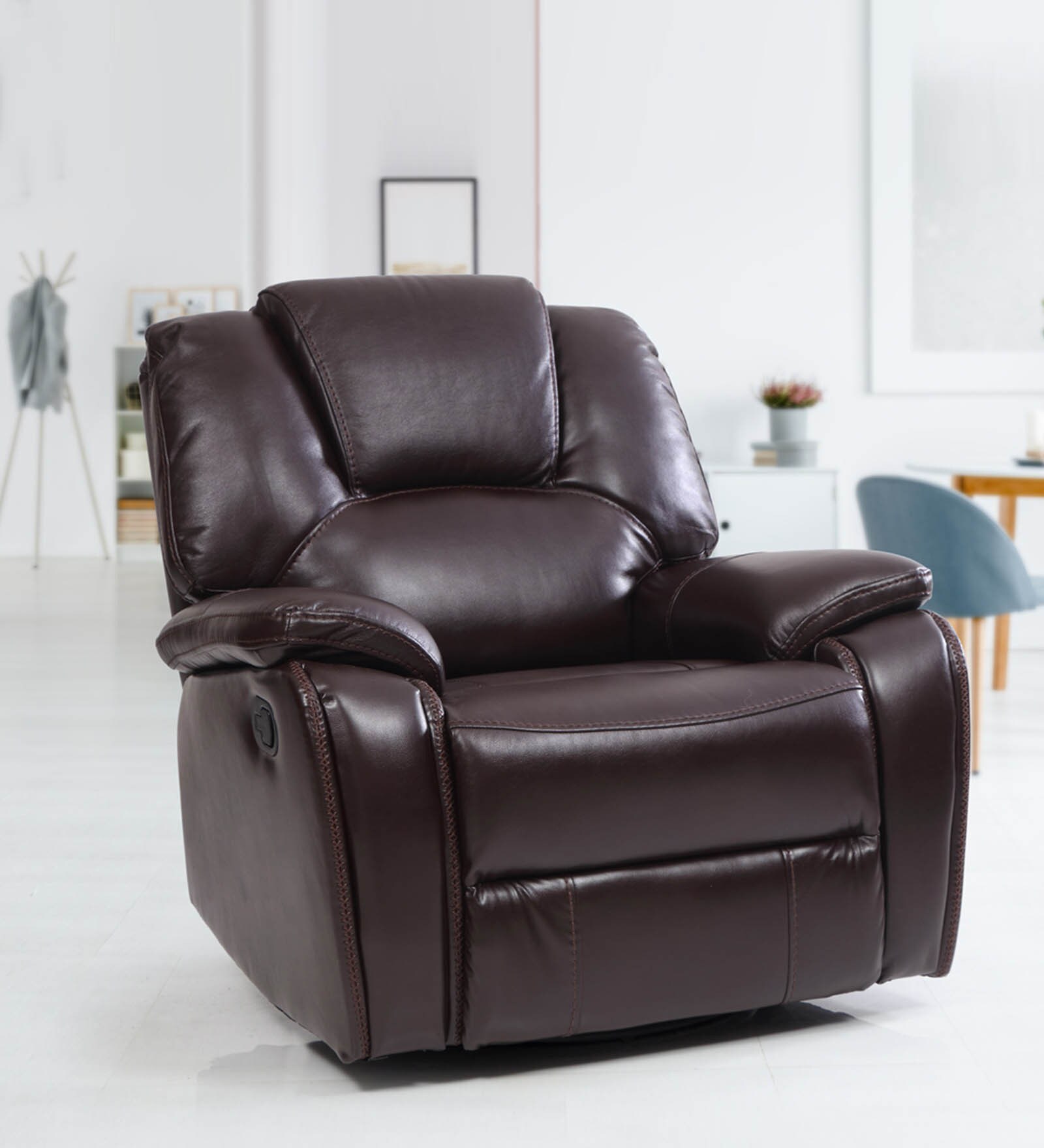 Orlando Leatherette Manual 1 Seater Recliner in Light Brown Colour