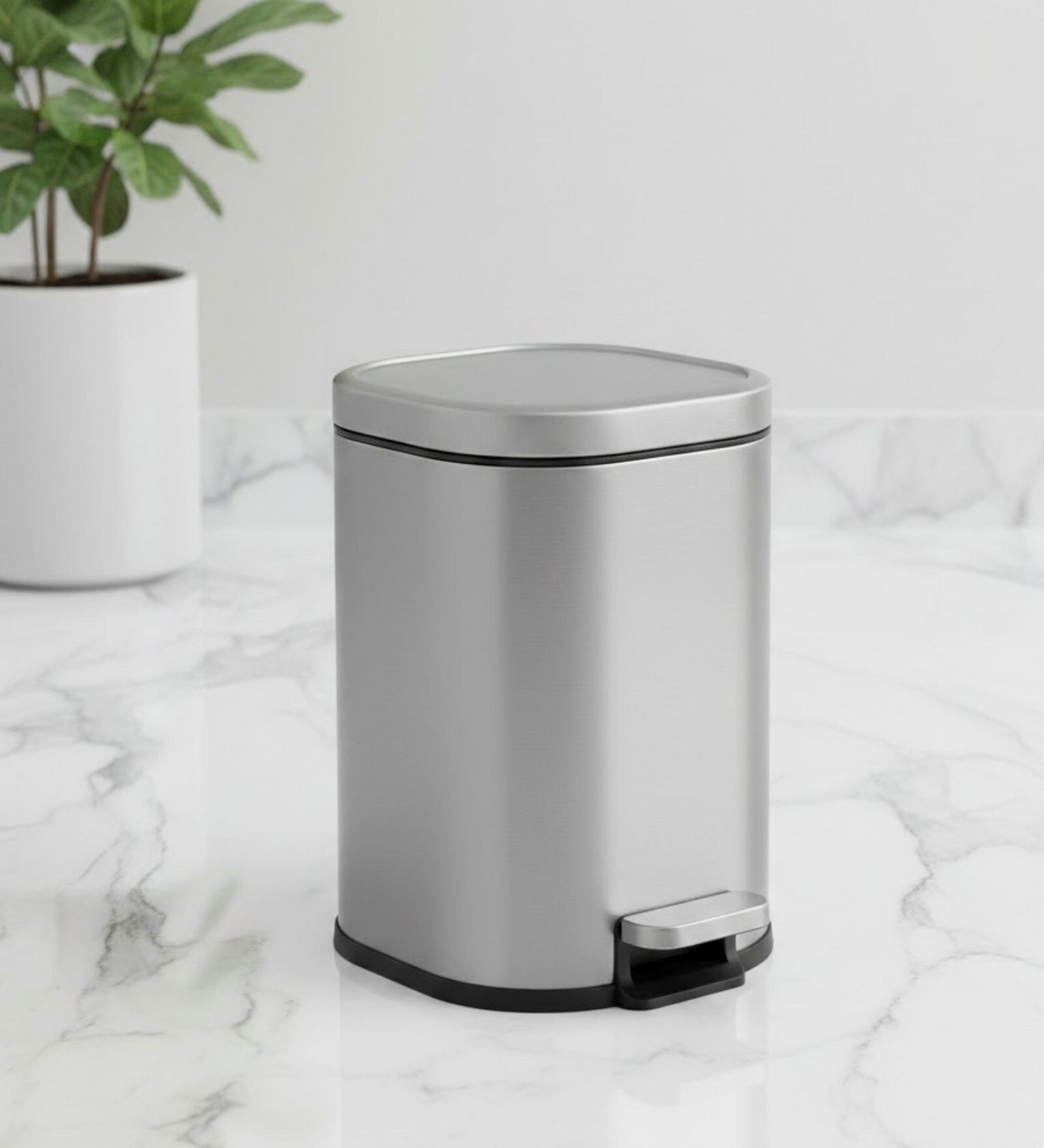 Grey Metal Orlo Trash Bin 6 Ltr