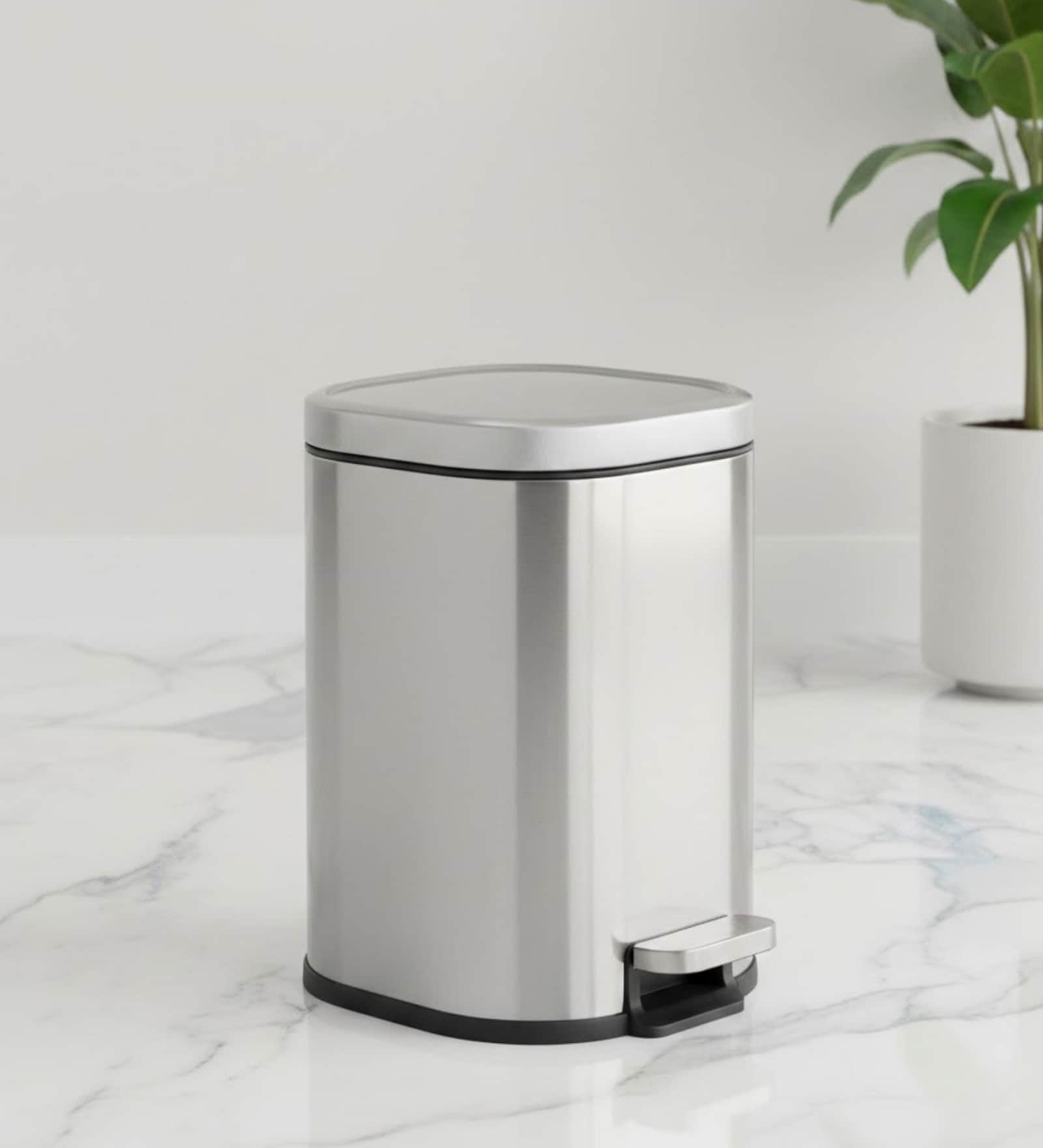 Silver Metal Orlo Trash Bin 6 Ltr