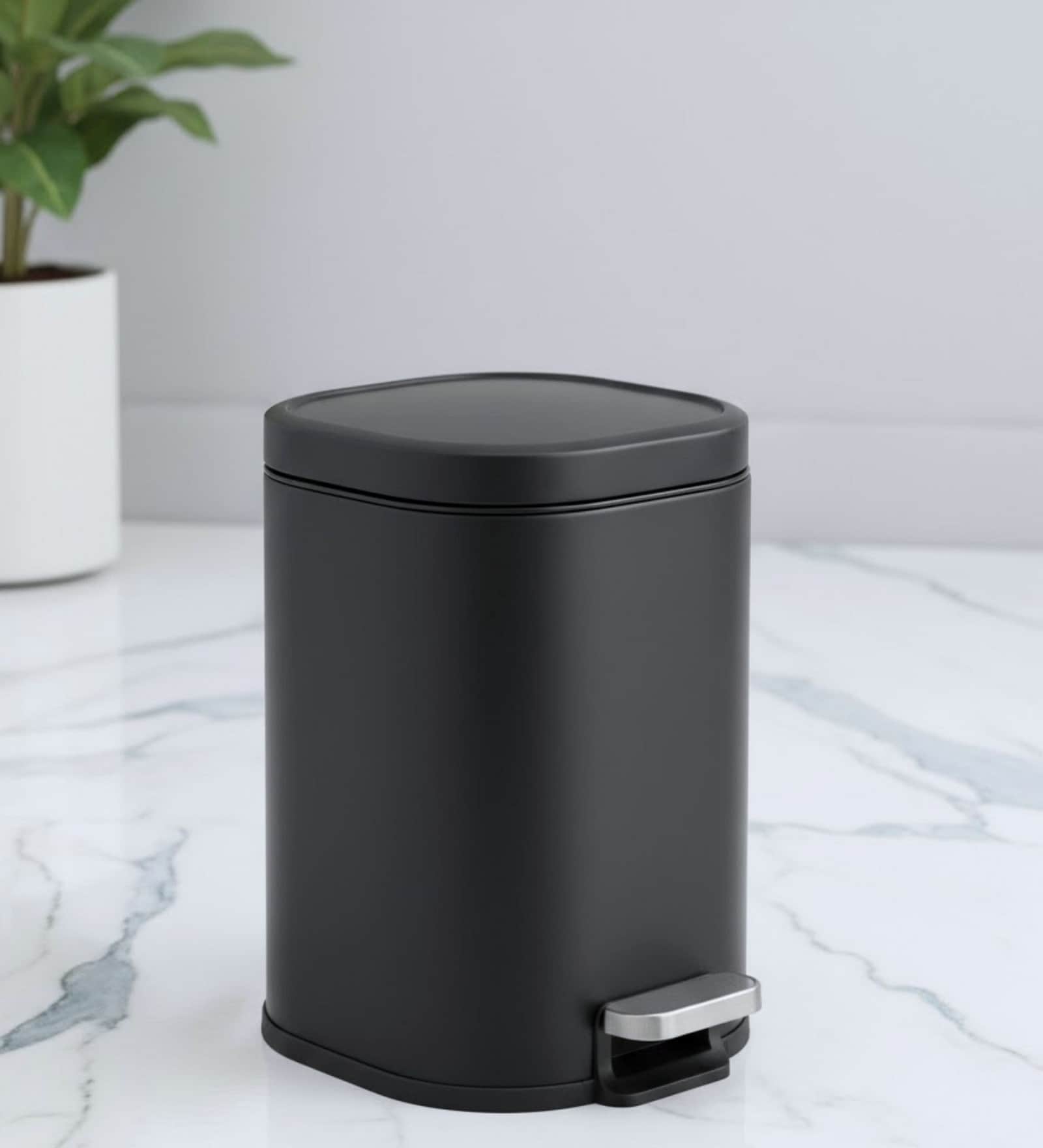 Black Metal Orlo Trash Bin 6 Ltr