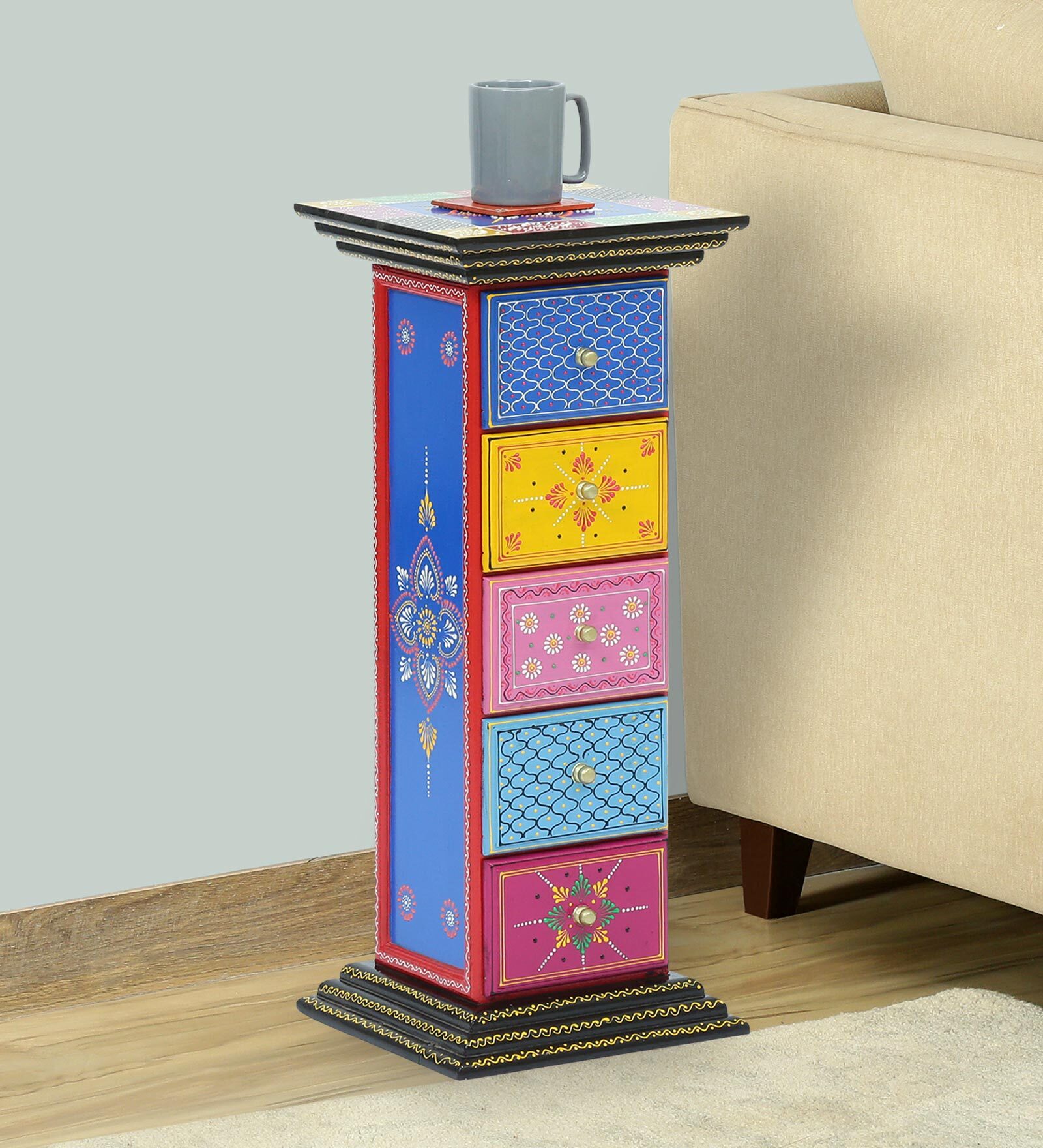 Hasta Solid Wood Chest Of Drawers In Multicolour