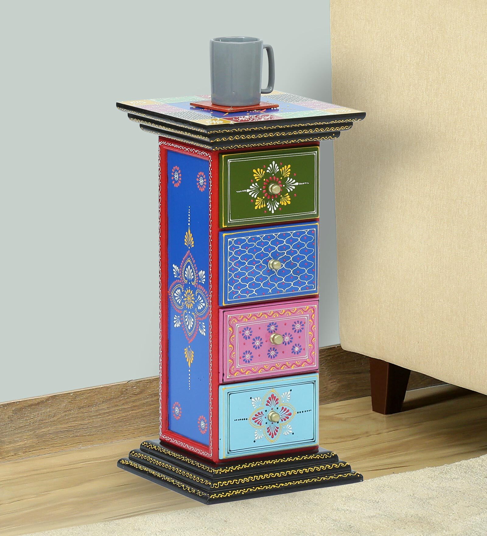 Buy Hasta Solid Wood Compact Chest Of 4 Drawers In MultiColour Online