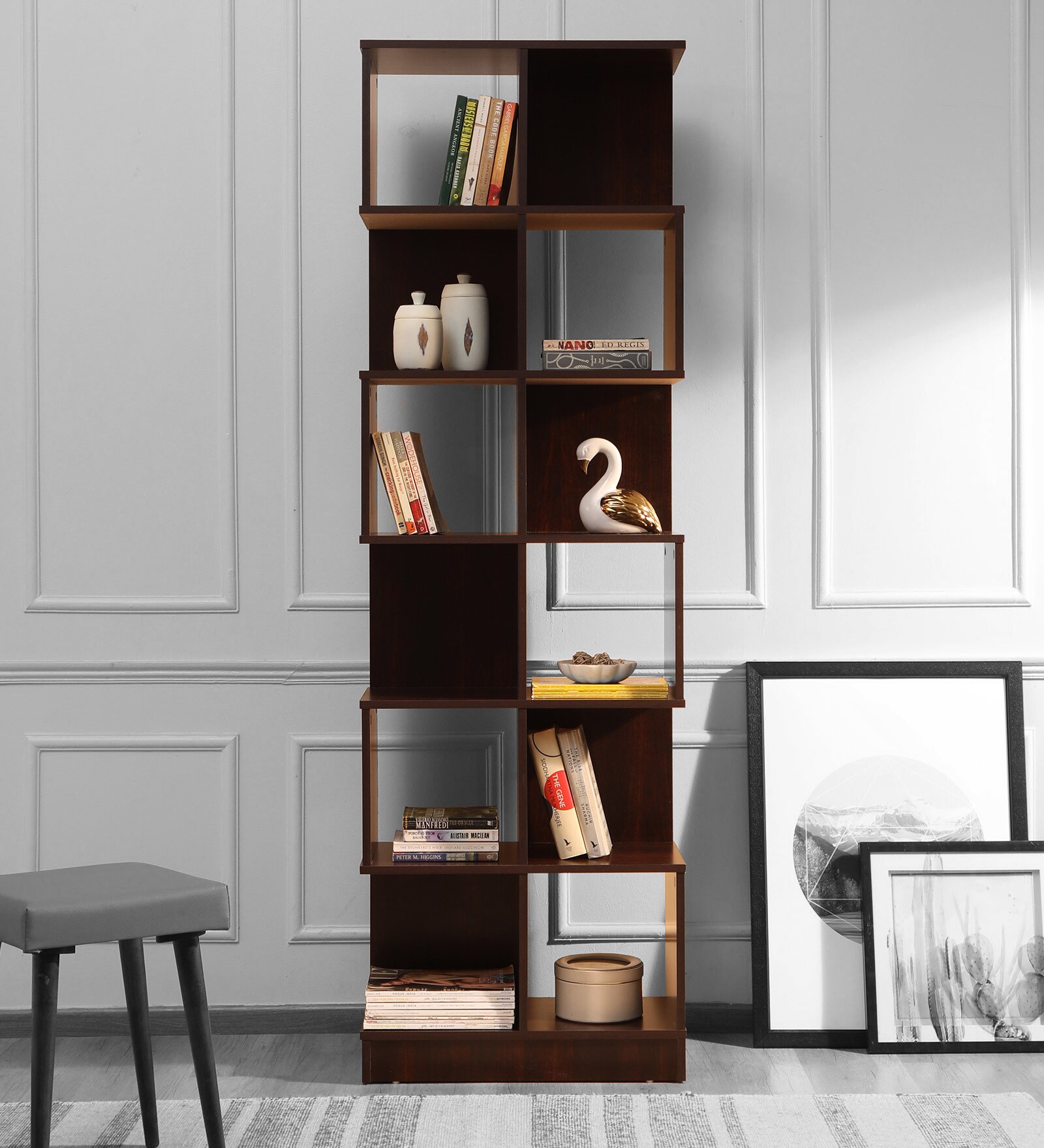Ornate Book Shelf in Walnut Finish Ornate Book Shelf in Walnut Finish