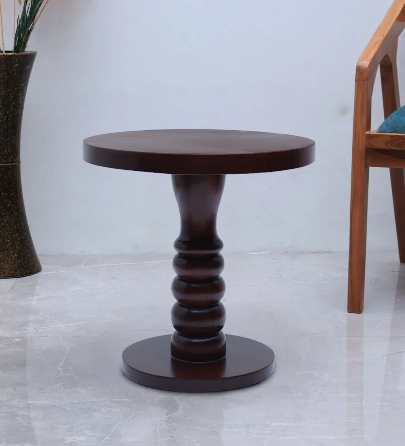 Ornate Teak Wood Coffee Table In Brown Finish