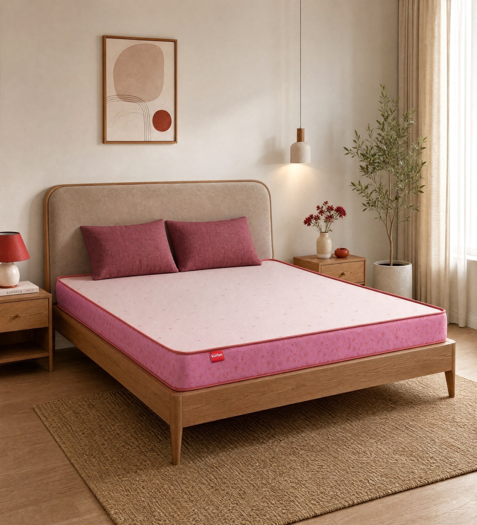 Ortho Plus 6 Inches HR Foam Single Size Mattress in Pink Colour