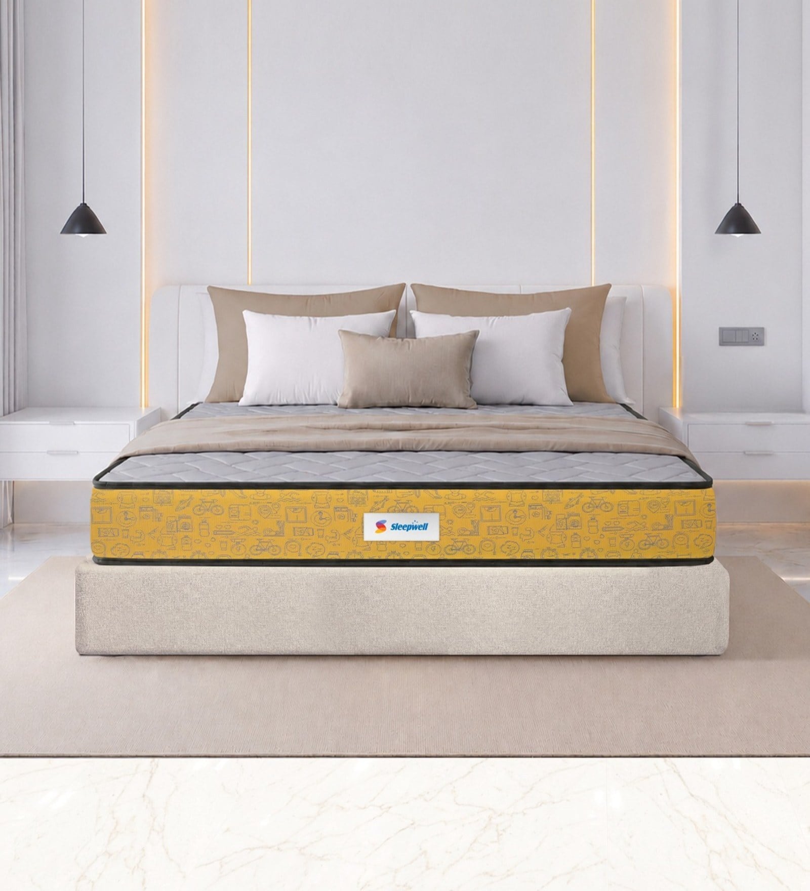 Ortho Pro 6 Inches Pocket Spring Single Size Mattress in Yellow Colour