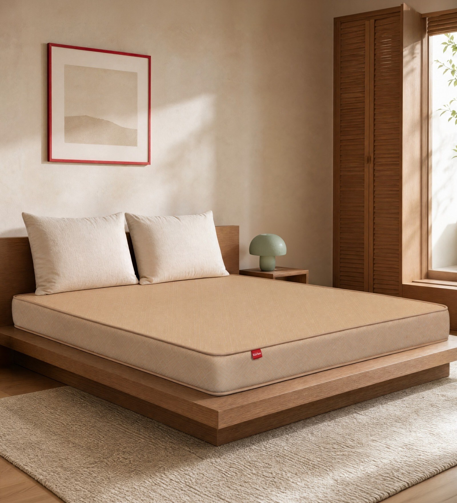 Orthopedic 8 Inches HR Foam Queen Size Mattress in Beige Colour
