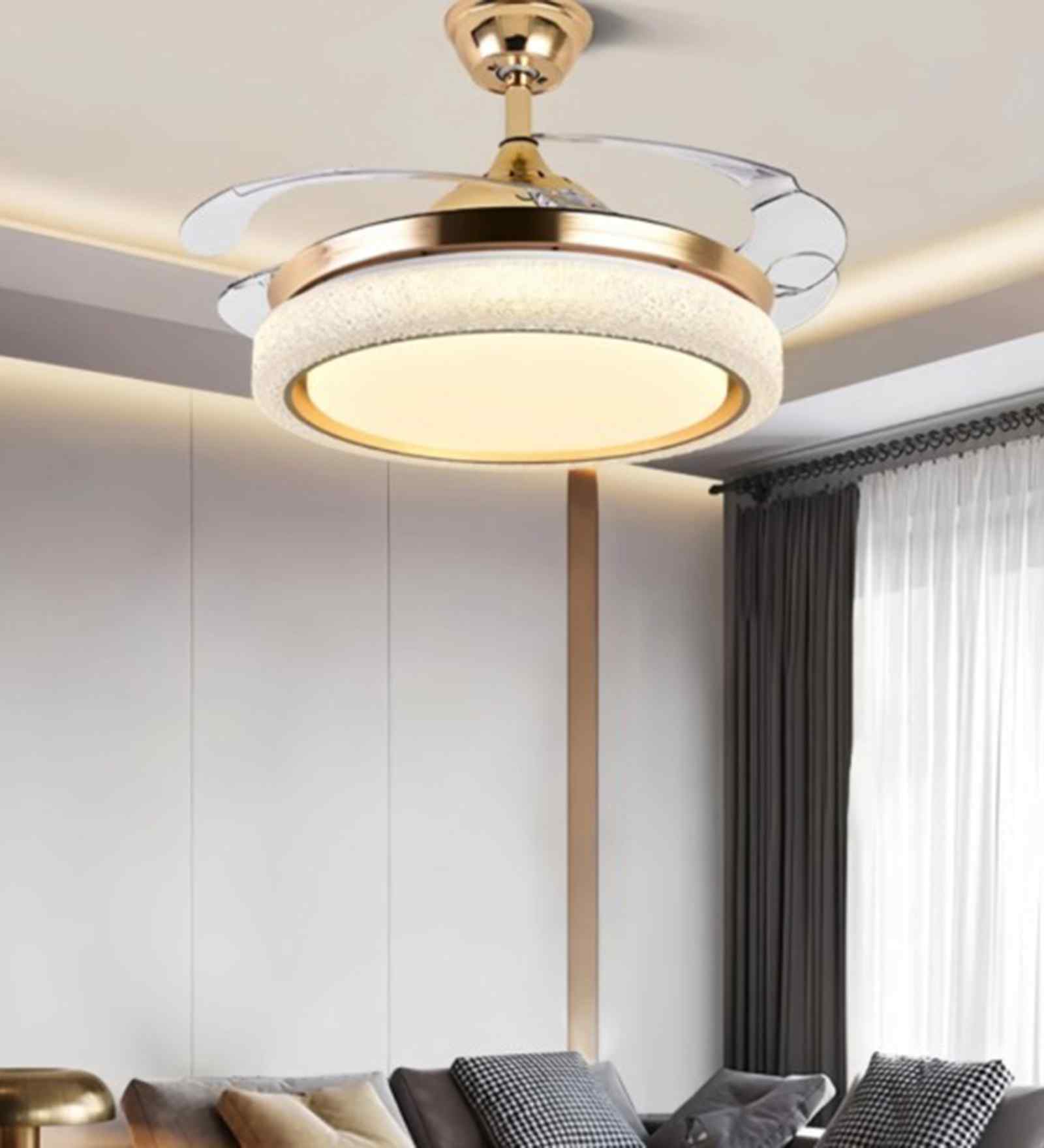 Orva Smart Fan French Gold Metal + Acrylic , Google & Alexa Remote & App Control