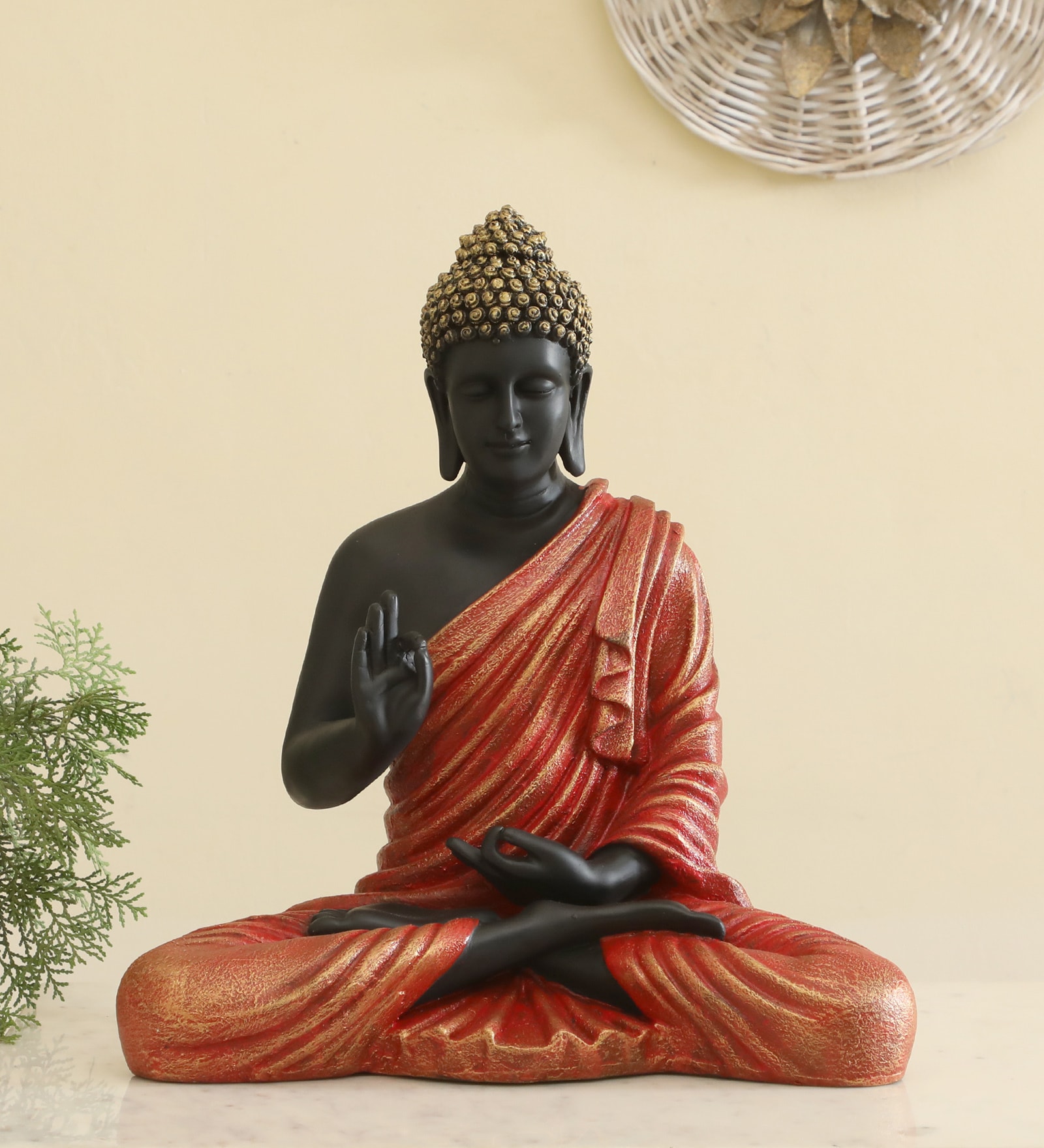 Ory Buddha Decor in Red & Black Color