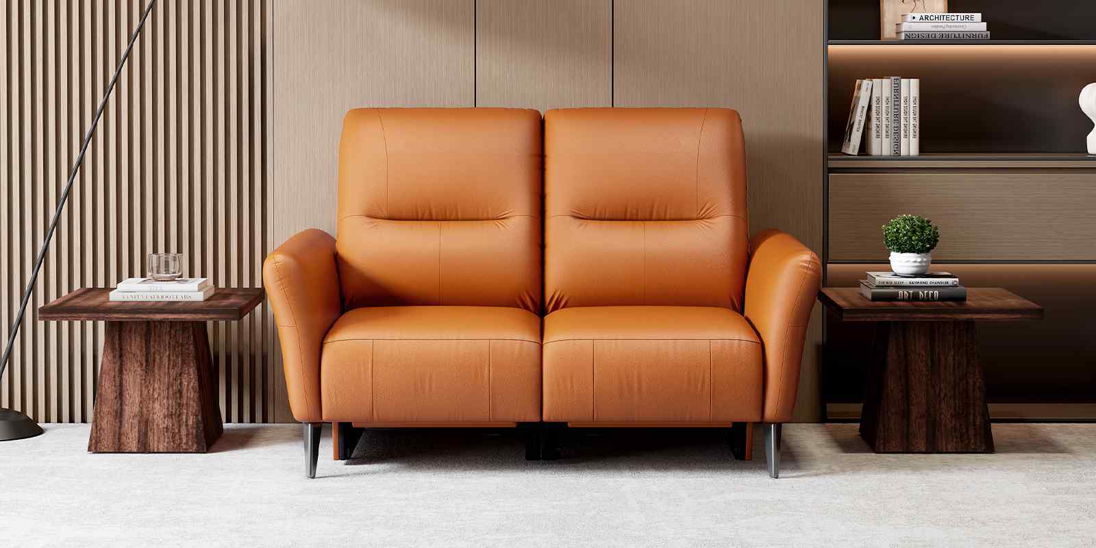 Orchard Motorised 2 Seater Recliners With Type C & USB Port In Brown Color