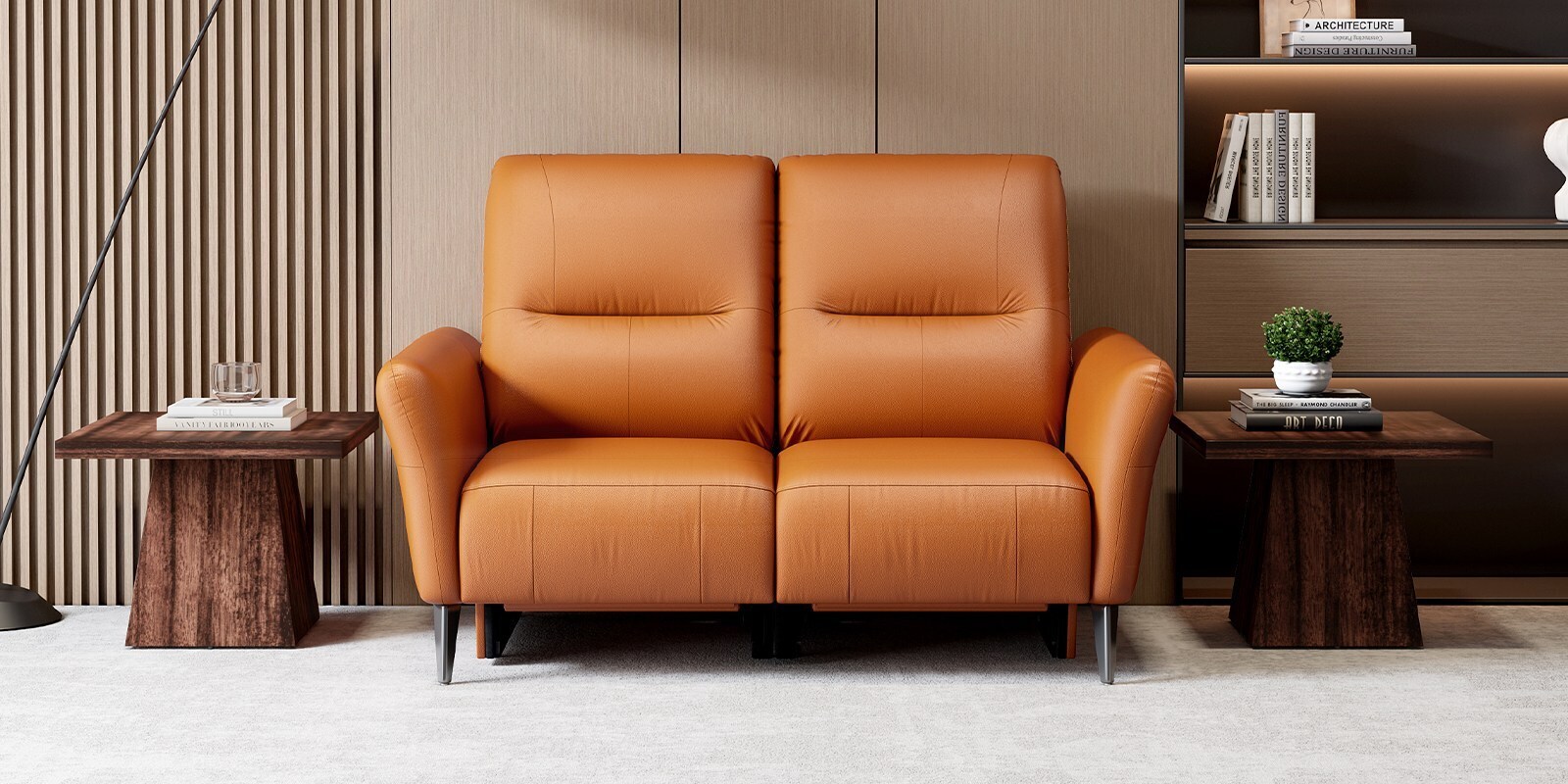 Orchard Motorised 2 Seater Recliners With Type C & USB Port In Brown Color