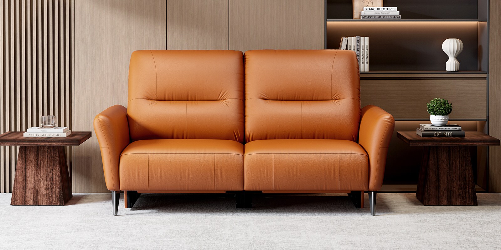 Orchard Motorised 3 Seater Recliners With Type C & USB Port In Brown Color