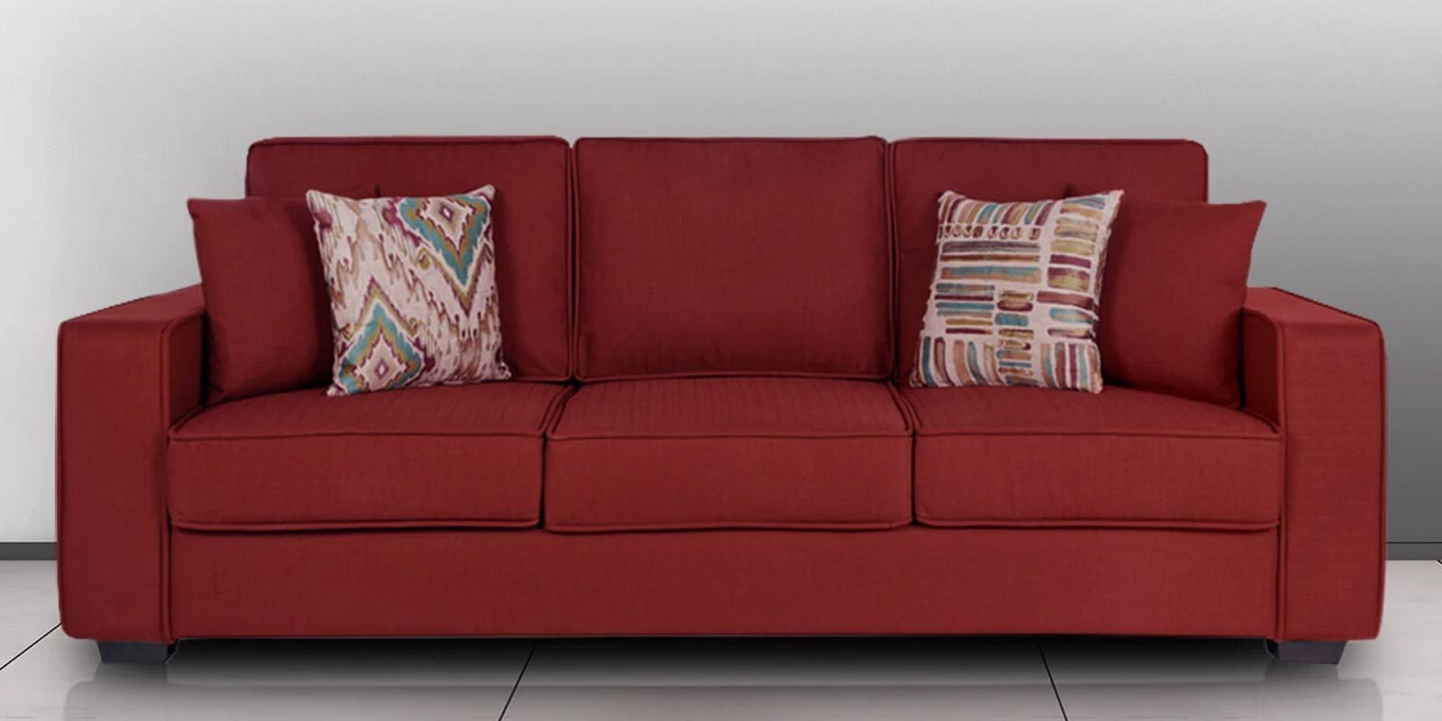 Buy Oritz Three Seater Sofa with Cushions in Burnt Sienna Colour by ...