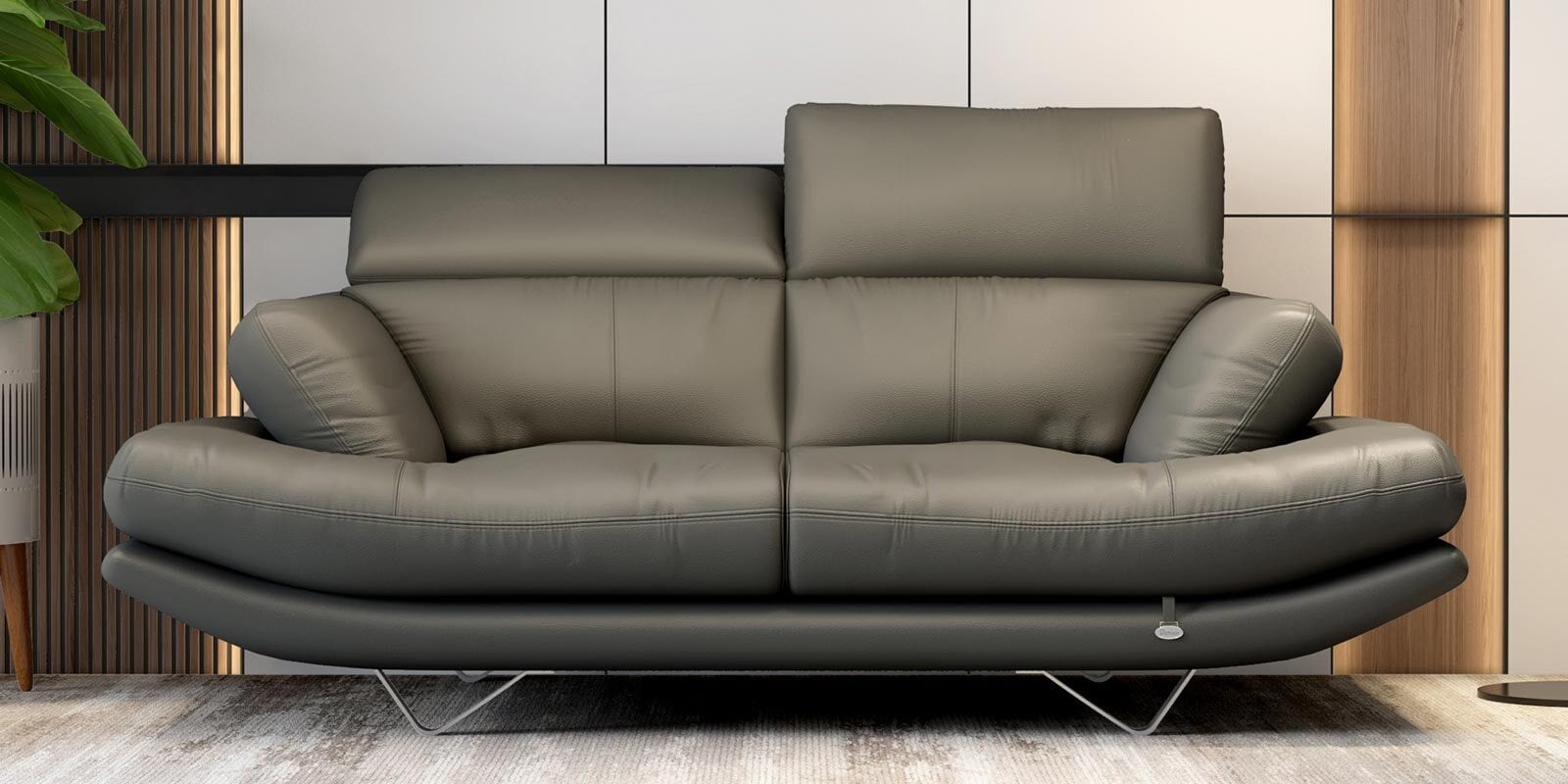Orlando Leatherette 2 Seater Sofa In Grey Colour