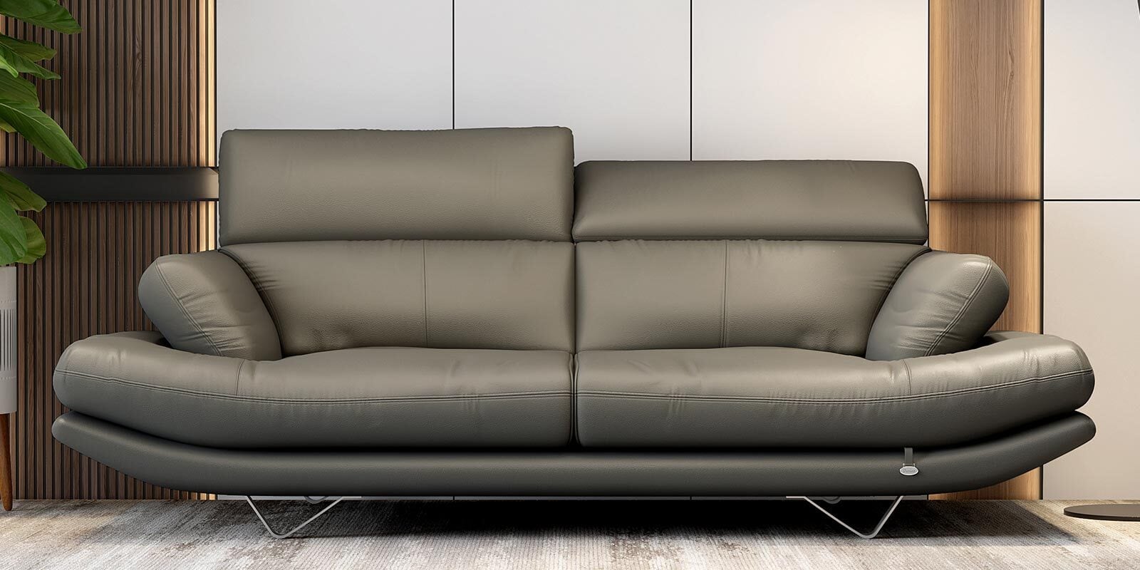 Orlando Leatherette 3 Seater Sofa In Grey Colour