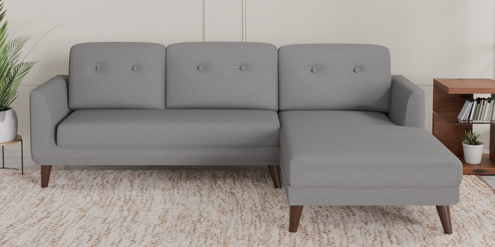 Orlin Fabric LHS Sectional Sofa in Light Grey Colour