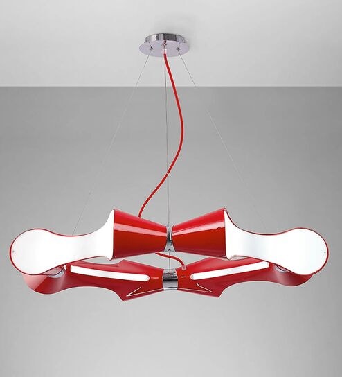 Ora Pendant 8 Flat Round Light E27 Gloss Red/White Acrylic/