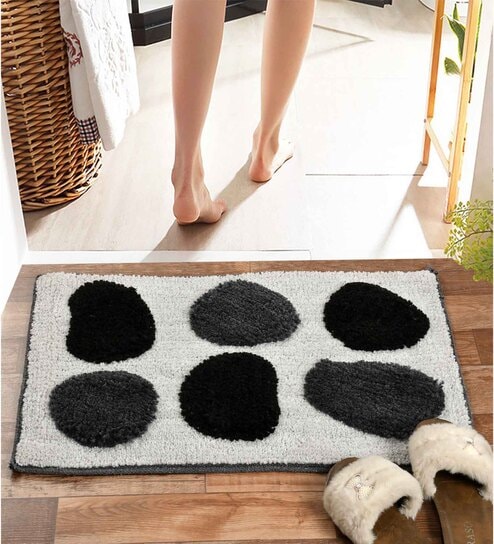 Grey Abstract Microfiber 24x16 Inches Bath Mat