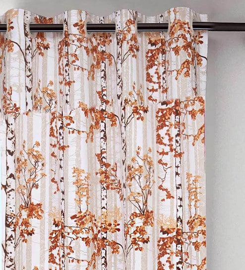 Buy Orange Blackout Polyester 5 Feet Eyelet Window Curtain By