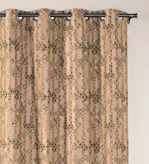 Buy Orange Blackout Polyester 9 Feet Eyelet Door Curtains Set Of 2