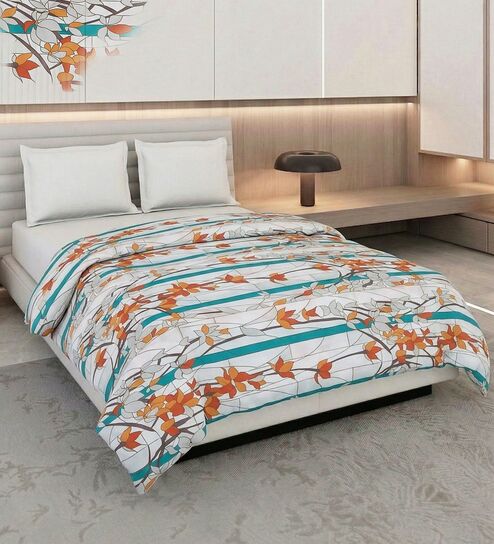Orange Blue 100% COTTON Solid 150 GSM King Bed Comforter