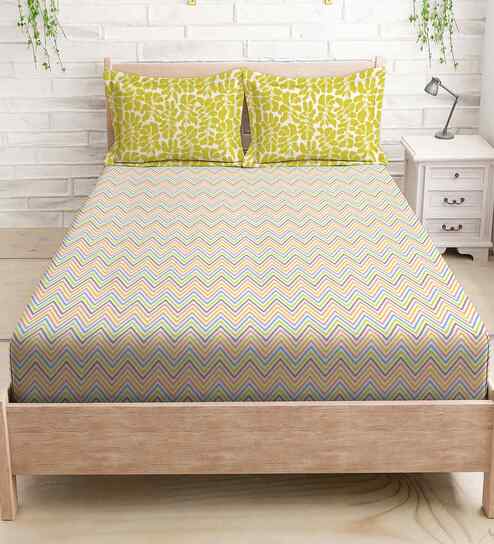 Orange Cotton 1  Queen Bedsheet with 2 Pillow Covers