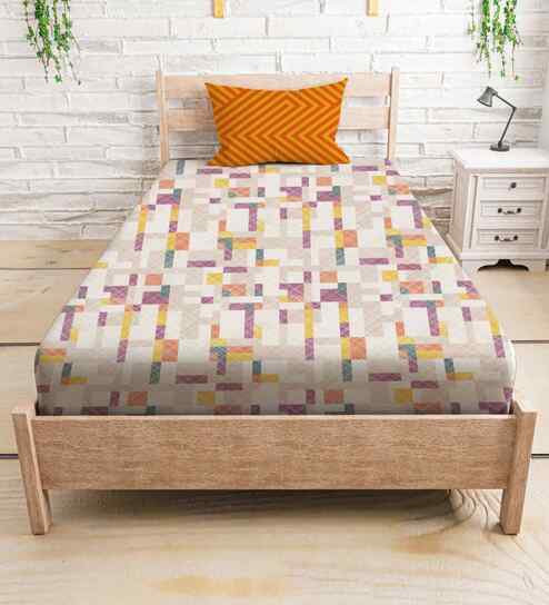 Orange Cotton 1 Single Bedsheet with 1 Pillow Cover