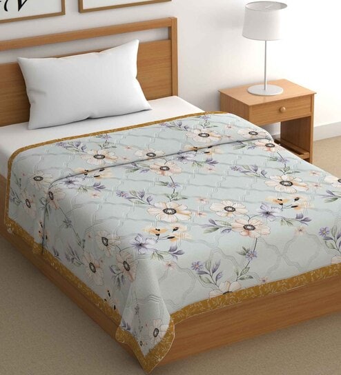 Orange Cotton Floral 500 GSM Single Bed Comforter