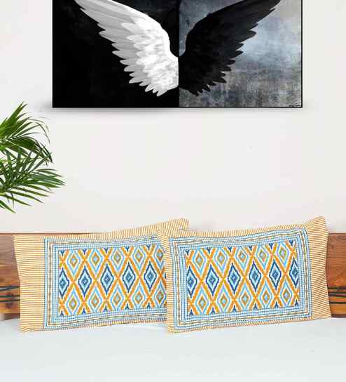 Orange Cotton Premium Quality 210 TC (18*28 Inches) Pillow Covers Set