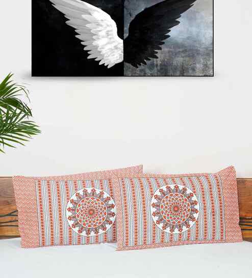 Orange Cotton Premium Quality 210 TC (18*28 Inches) Pillow Covers Set