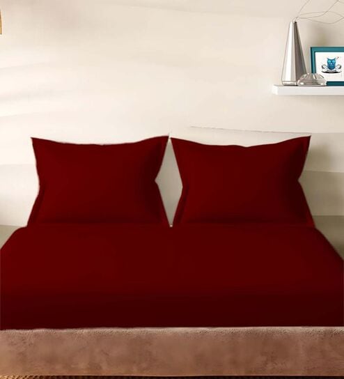 Orange Cotton Solid 210TC Plain Set of 2 Pillow Covers