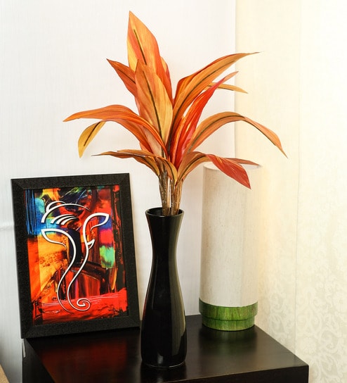 Orange Fabric Dracaena Artificial Plant without Pot