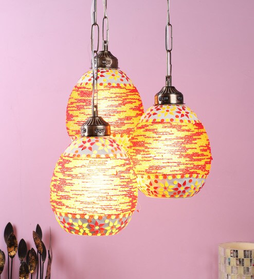 Orange Metal Cluster Hanging Lights By Foziq