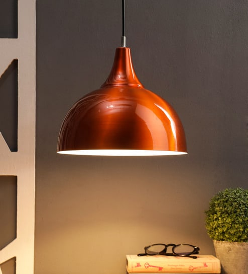 Orange Metal Hanging Light By Foziq