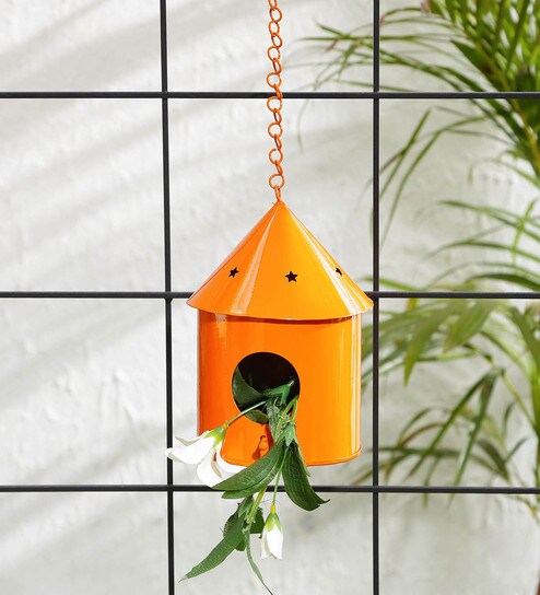 Buy Orange Metal Round Hut Bird House By Green Girgit Online