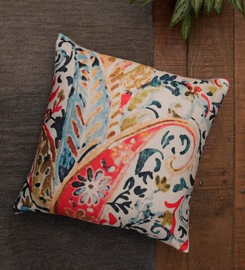 Orange Traditional Poly Canvas 16 x 16 Inch Cushion Cover by Zeba