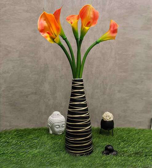 Orange Polyester Artificial Callalily Flower