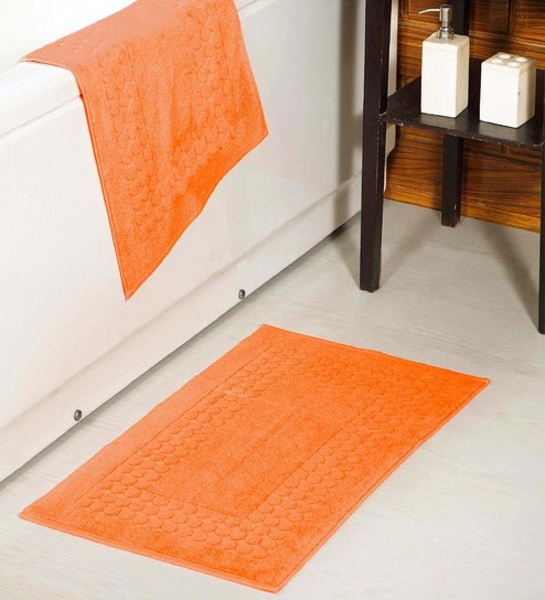 Buy Orange Cotton Max Absorbant Bath Mats 31 X 20 Inches By Avira