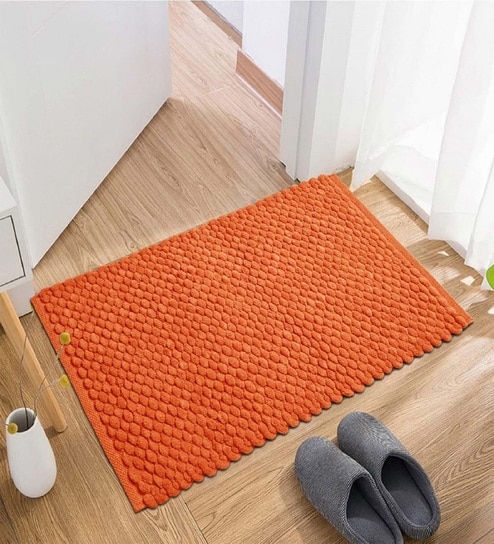 Orange Velvet 20X30 Inches Anti-Skid Bath Mat