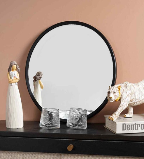 Orbit Minimal High Definition Black Round Mirror