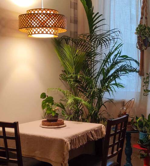 Lisa Orbit Yellow & Natural Bamboo Hanging Light